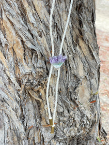 Amethyst Triangle Western Neck Tie / Bolo Tie