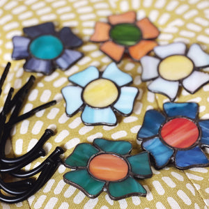 Prismatic Mod Stained Glass Wall Hooks // Decorative hook for keys // Towel Hook // Agate Wall Hook // Hat hook // coat hook // purse hook