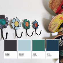 Load image into Gallery viewer, Prismatic Mod Stained Glass Wall Hooks // Decorative hook for keys // Towel Hook // Agate Wall Hook // Hat hook // coat hook // purse hook