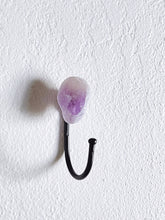 Load image into Gallery viewer, Semi Polished Mineral Wall Hooks // Decorative hook for keys // Towel Hook // Agate Wall Hook // Hat hook // coat hook // purse hook