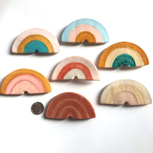 Load image into Gallery viewer, Rainbow wall hook, suspend.it screw cover, suspend.it nail cover, rainbow nursery decor, ceramic rainbow