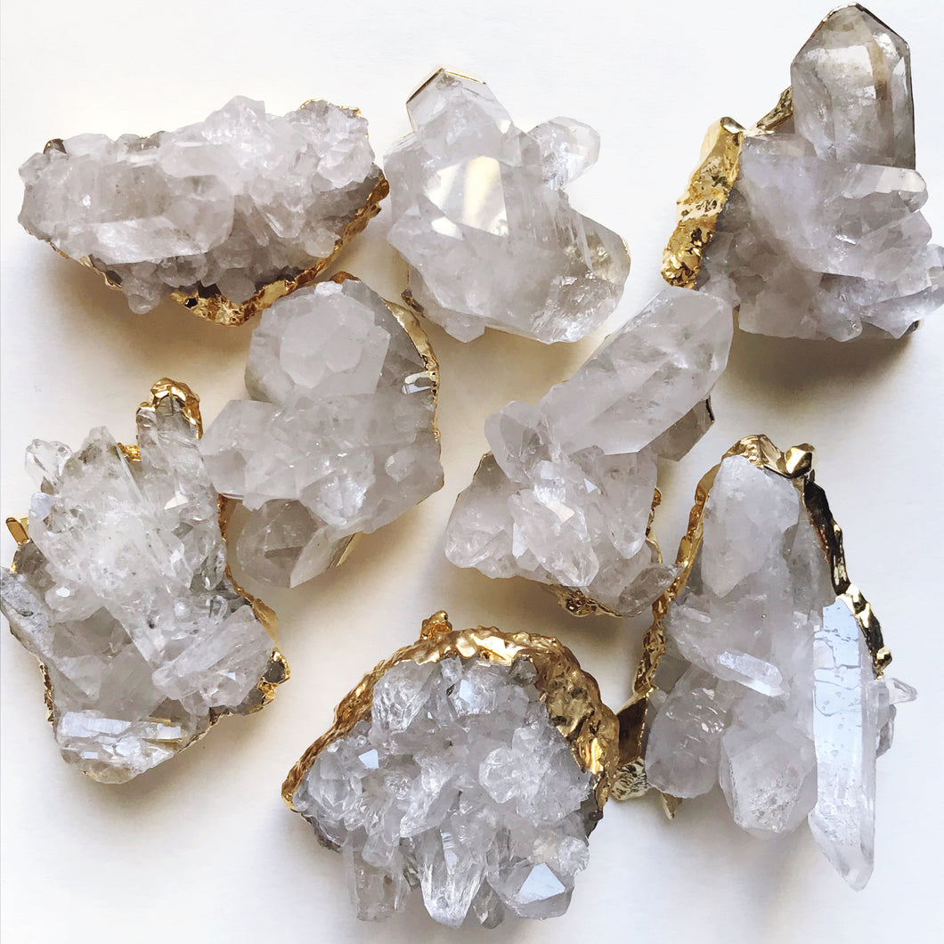 suspend.it premium quartz crystal with gold electroplated edge