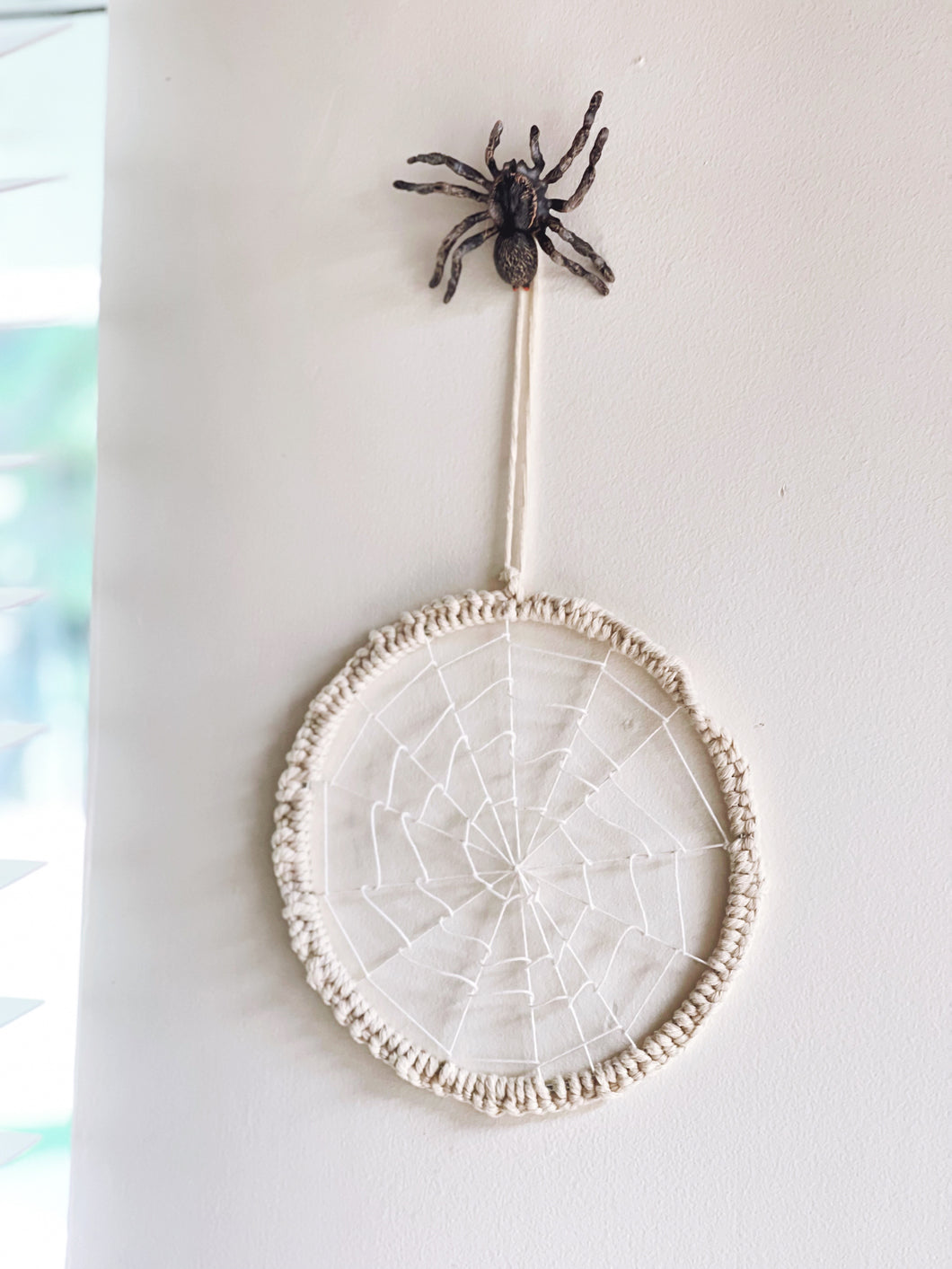 Creepy Crawler web spider suspend.it and macrame web