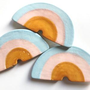 Rainbow wall hook, suspend.it screw cover, suspend.it nail cover, rainbow nursery decor, ceramic rainbow