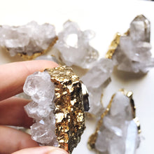 Load image into Gallery viewer, suspend.it premium quartz crystal with gold electroplated edge